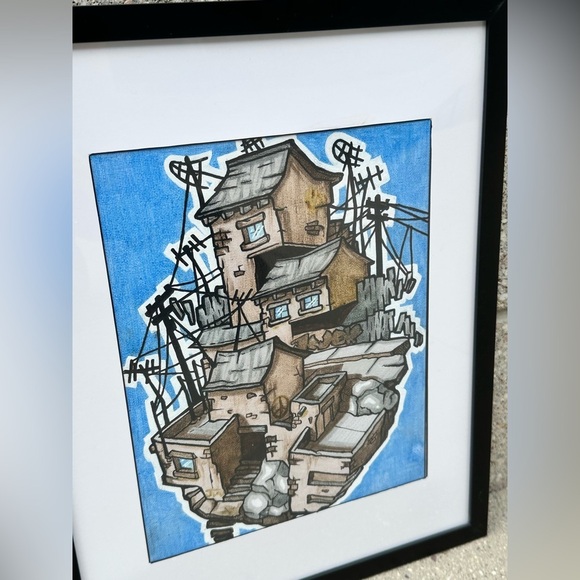 Original Art “Hood Up High” Urban Art Mixed Media Canvas Framed 8x10 - Picture 4 of 8